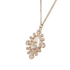 Chanel Faux Pearl Pendant Cc Chain Necklace Women Gold One Size