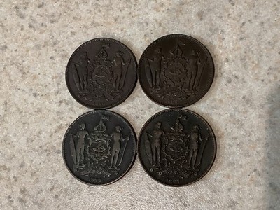 1886H, 1887H, 1888H & 1907H British North Borneo 1 Cent - Lot Of 4
