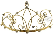 Tiara Gold Metal & Rhinestone Multi Heart Princess Queen Or Debutante Headpiece