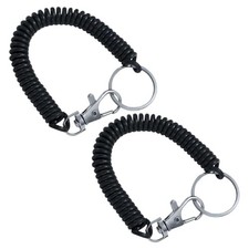 WaigN 2 Pcs Black Coil Springs Keychain, Spiral Retractable Spring Coil