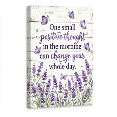 Inspirational Positive Thought Purple Lavender Butterfly Canvas Wall Art Poster