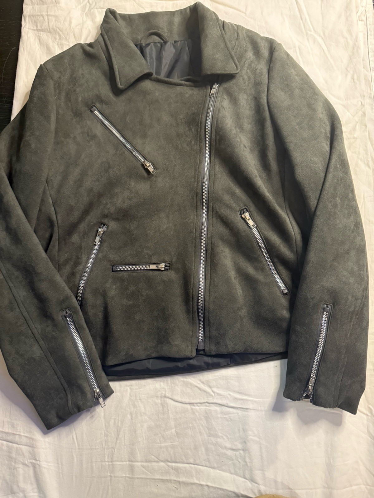 Men's Gray Solid Zip Jacket Size L Regular Multip… - image 1