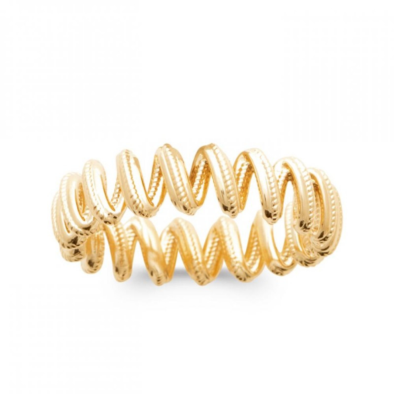 Bague torsadée en plaqué or 18 carats 750/000 avec poinçon de qualité
