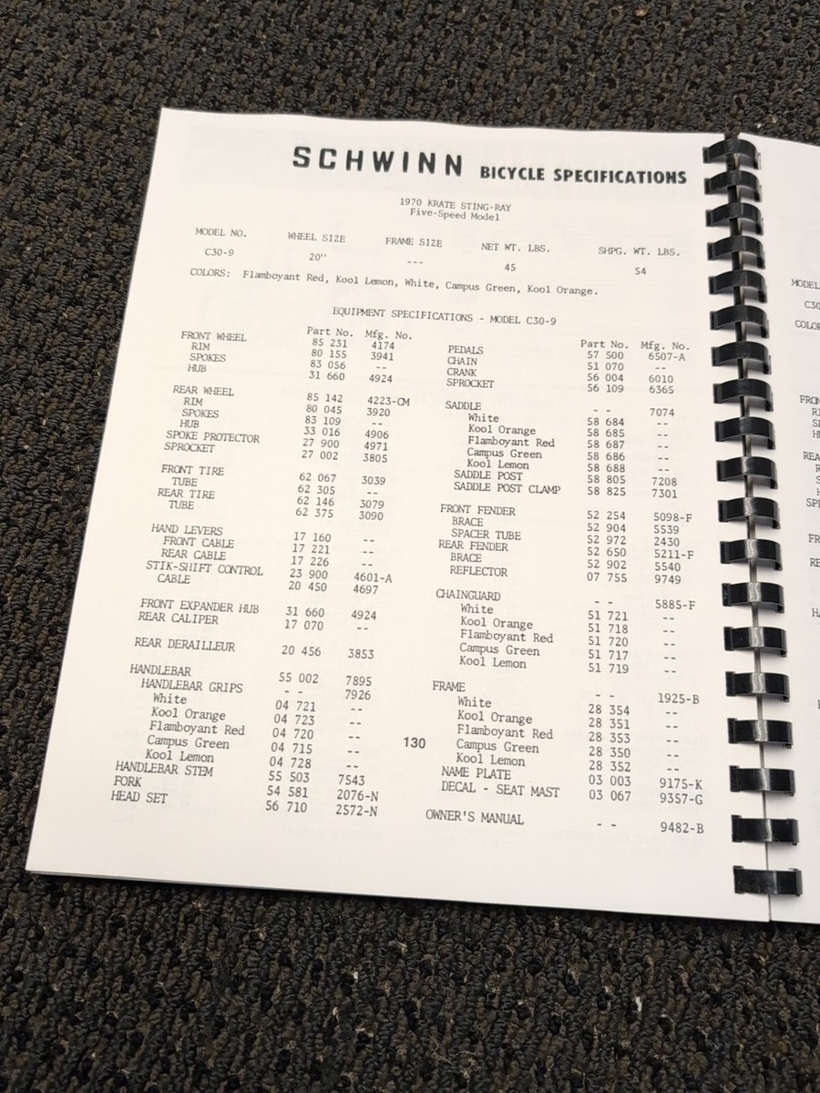 Collectable Schwinn Sting Ray Bicycle Component Parts Collectable Schwinn Sting Ray Bicycle Component Parts