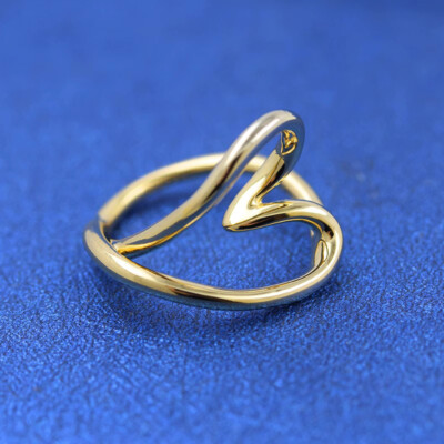 New Authentic 925 Sterling Silver Gold Organically Shaped Heart Ring