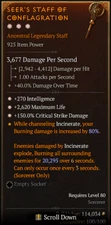 Diablo 4 Season 5 Staff 3 GA 270 Intelligence 2620 Max Life 150% Crit damage