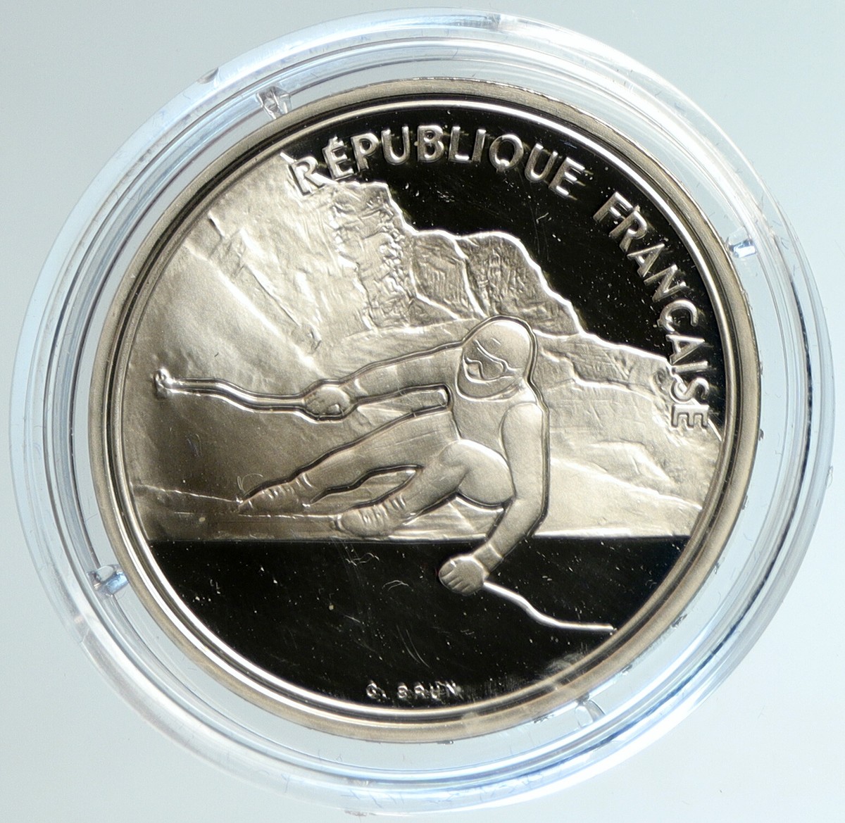 1989 FRANCE '92 Albertville Olympics Skiing Proof Silver 100