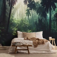 Dschungel Schlafzimmer Tapete Groß Wandbild 312X219Cm GrüN Palmen Regenwald