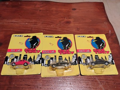 Lot 3 Voitures Ertl Dick Tracy – Échelle 1/64 – 1990 – Métal Et Plastique – Occasion