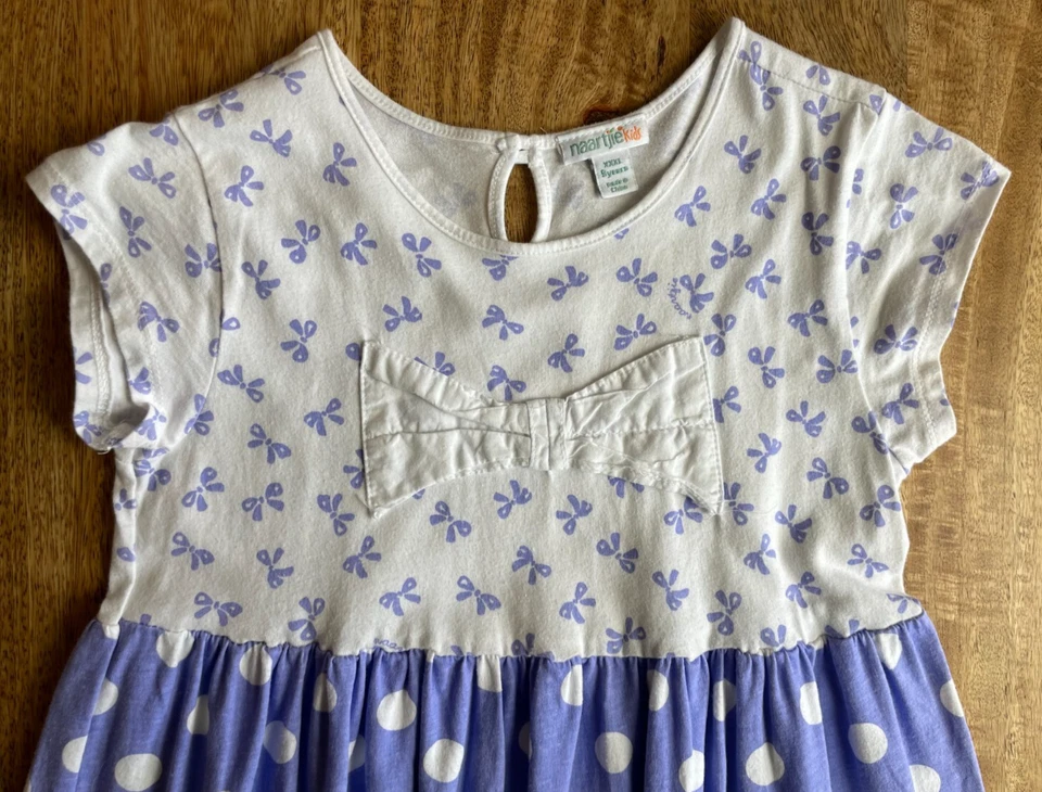 Vestido Naartjie Niñas Talla XXXL 9 USADO EN EXCELENTE ESTADO Lavanda y Lunares Blancos ¡Adorable! Foto 2 de 3