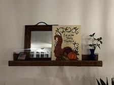 Vtg Finished Completed Cross Stitch Let Us Be Truly Thankful Cornucopia 12 X 16  