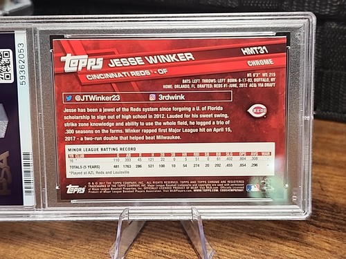 2017 TOPPS CHROME UPDATE JESSE WINKER #HMT31 RC PSA 10 GEM MINT ROOKIE REDS - Picture 3 of 3