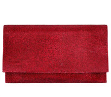 Nina Women's Allover Crystal Cutch Crossbody Siam Red Silver