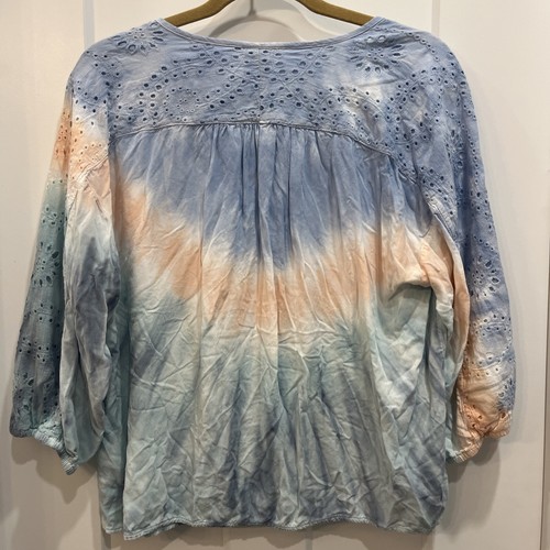 Tribal Damen 3/4 Arm Shirt zum Binden V-Ausschnitt Batik Größe Petite Large - Bild 9 von 13