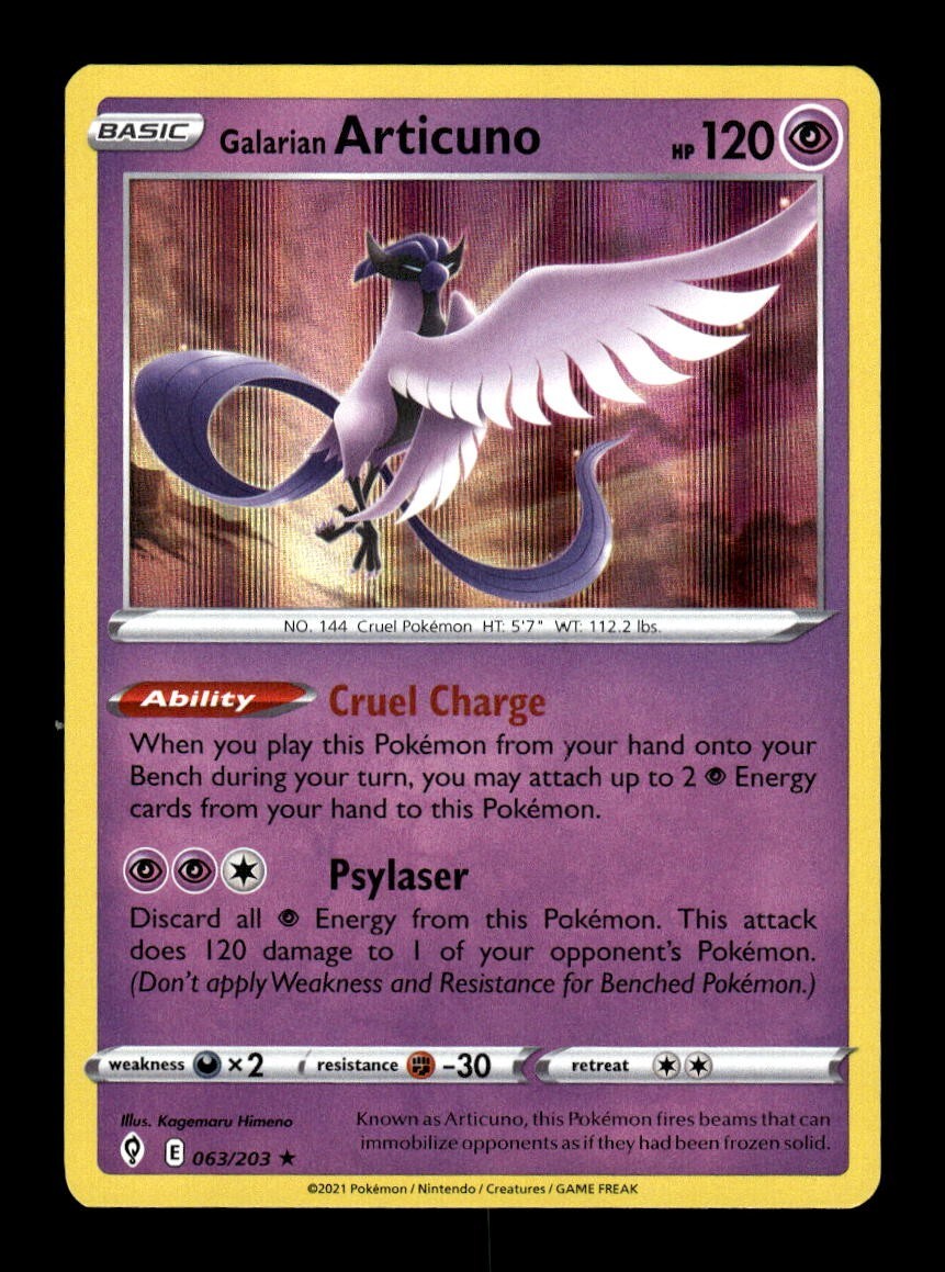 galarian articuno pokemon card value Galarian Articuno - SWSH07: Evolving Skies [HOLO]
