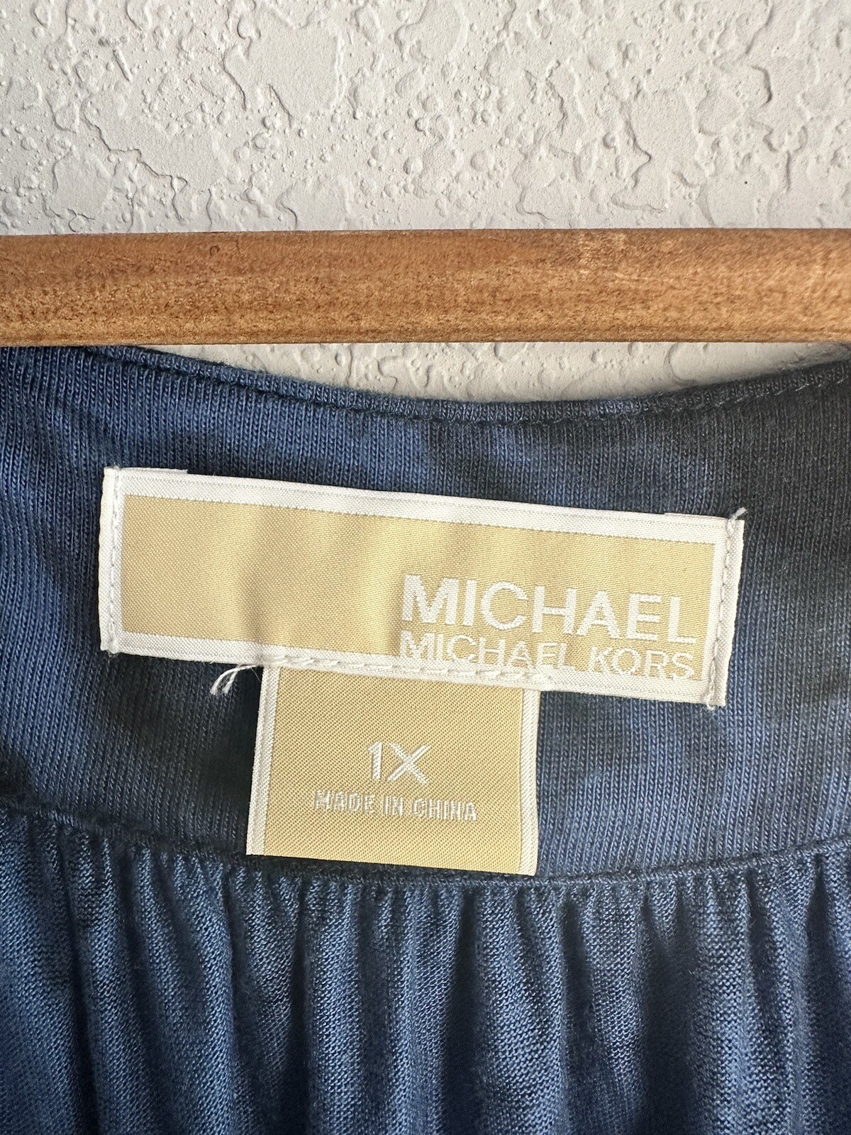 Michael Kors Tie Dye Washed Indigo Jersey Dress Sz 1X thumbnail 3