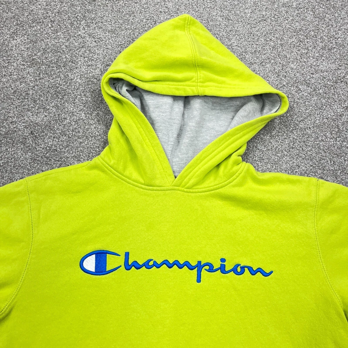 Champion Hoodie Boys XL Yellow Green Sweatshirt Sweater Spell Out Youth  Kids GC* | eBay