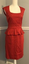 New Antonio Melani Arice dress Women's size 2 Orange Coral sleeveless peplum