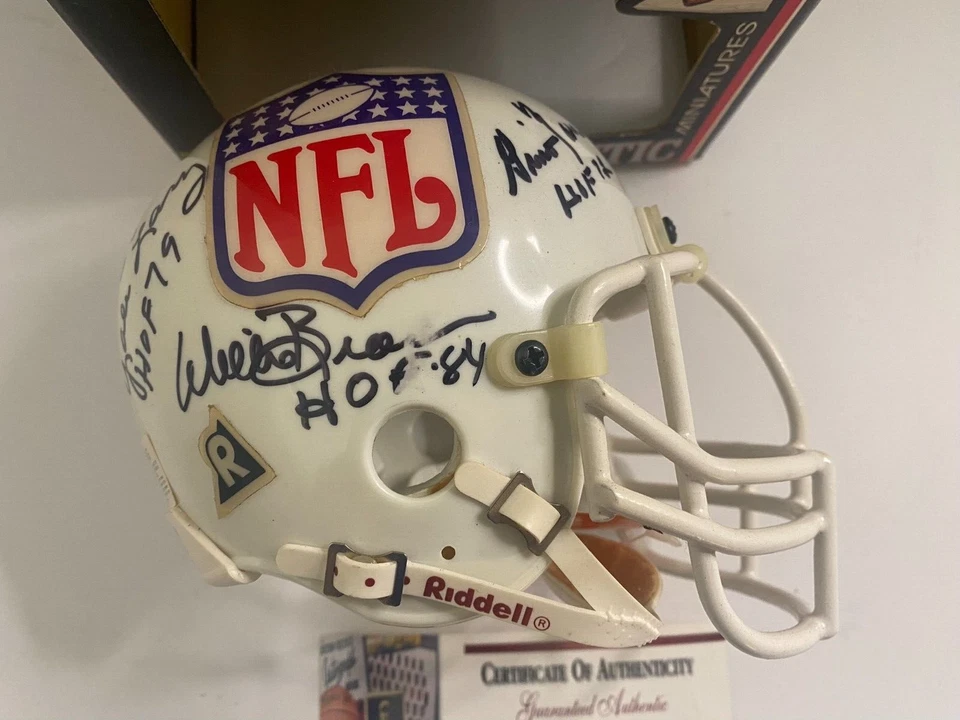 NFL Hall of Fame Signed Auto Mini Helmet 7 Players BROWN DAVIS ART DONOVAN PSA - Image 3 of 4