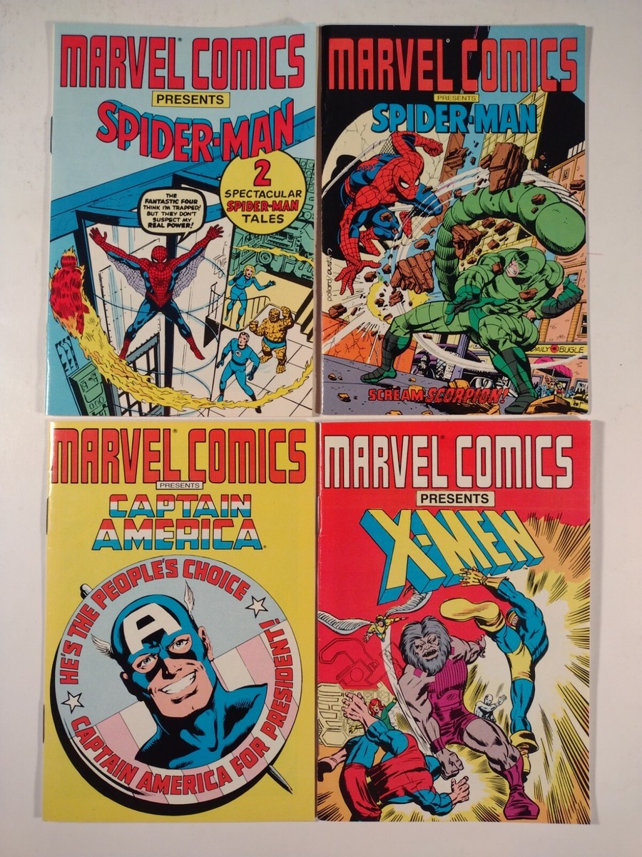 Marvel Comics Present Set - 4 Mini Comics - Spider-Man, Captain