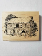 PSX HC-1607 Stone Barn w/Ladder & Loft Rubber Stamp Heirloom Collection 1995