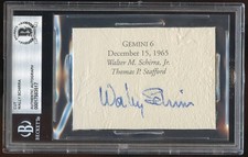 Wally Schirra d2007 signed autograph 3x4 cut Astronaut Gemini 6 BAS Slabbed