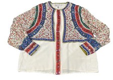 Adrianna Papell 100% Floral Silk Blouse Fairy Bohemian Size 1R XXL