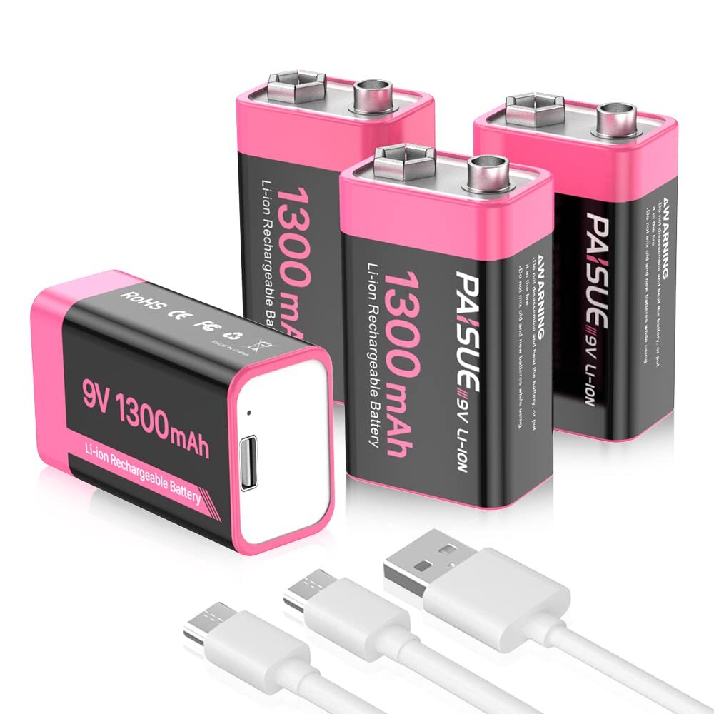9V Rechargeable Batteries, 1300mAh High Capacity Lithium-ion Long Lasting 9 V...-image