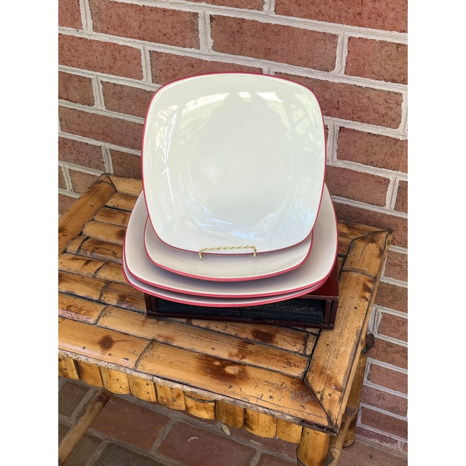 Set of 4 Noritake Colorwave Raspberry Red Square Plates Salad Dinner - Image 2 of 4