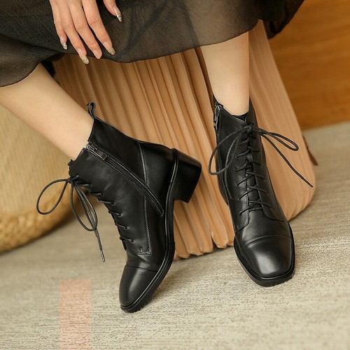Womens British Chelsea Biker Lace Up 