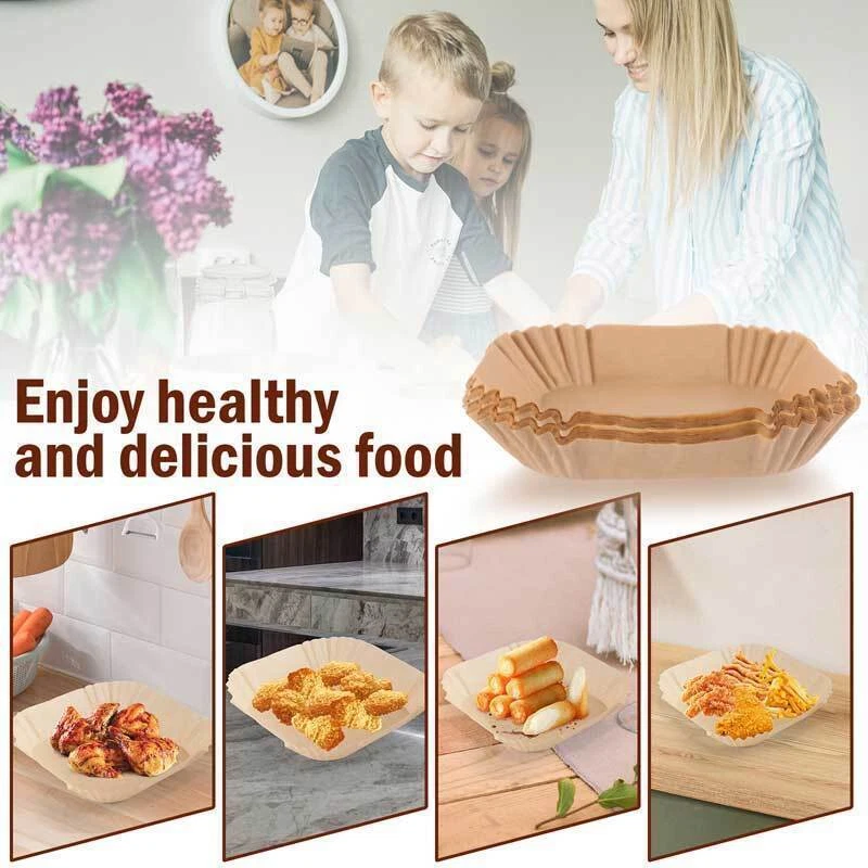 Air Fryer Liners, 100/200 PCS Disposable Paper Liners, Non-Stick Silicone Oil Air Fryer Liners, 100/200 PCS Disposable Paper Liners, Non-Stick Silicone Oil