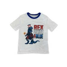 Way to Celebrate Boys' Rex White Blue Patriotic Dinosaur T-Shirt Size M 8