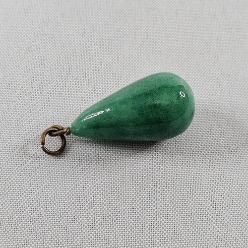 Vintage Jade Color Tear Drop Pendant For Necklace Very Old 1 5/8" 13.1g READ - Bild 3 von 7