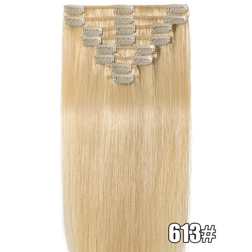 8pcs Clip In 100% Real Remy Human Hair Extensions Ombre Full Head Long Highlight - Picture 25 of 31