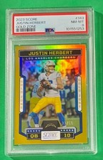 2023 Panini Score Gold Zone #21/50 Justin Herbert - PSA NM-MT 8 - LA Chargers