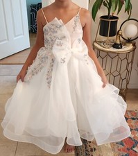 GIRLS SPECIAL OCCASION dress, white, blush pink tulle beautiful dress Sz 6
