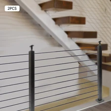 Cable Railing Post 36"x2"x2"  Deck Railing Horizontal Drilling Angle Black