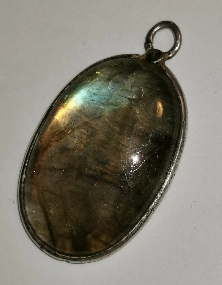 Ciondolo Labradorite - Montatura Argento 925 - Vintage / Anni 60 - Immagine 3 di 4