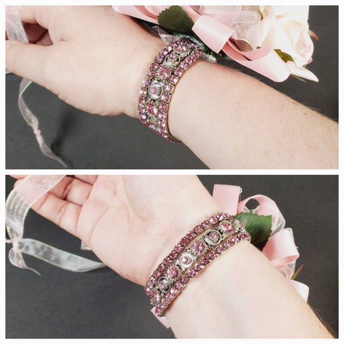 NEW Wrist Fantasy Jewelry Hand Corsage Pink Roses Flowers Bracelet Prom/ Weeding - Picture 15 of 17