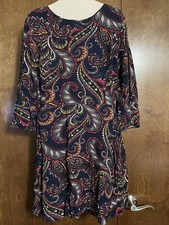 sz 6 Banana Republic outlet Navy paisley dress fitted flare yellow red modest
