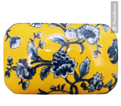 CENTRUM VERSAILLES by PAM MARKER BLUE YELLOW FLORAL TRINKET CANDY DISH BOX