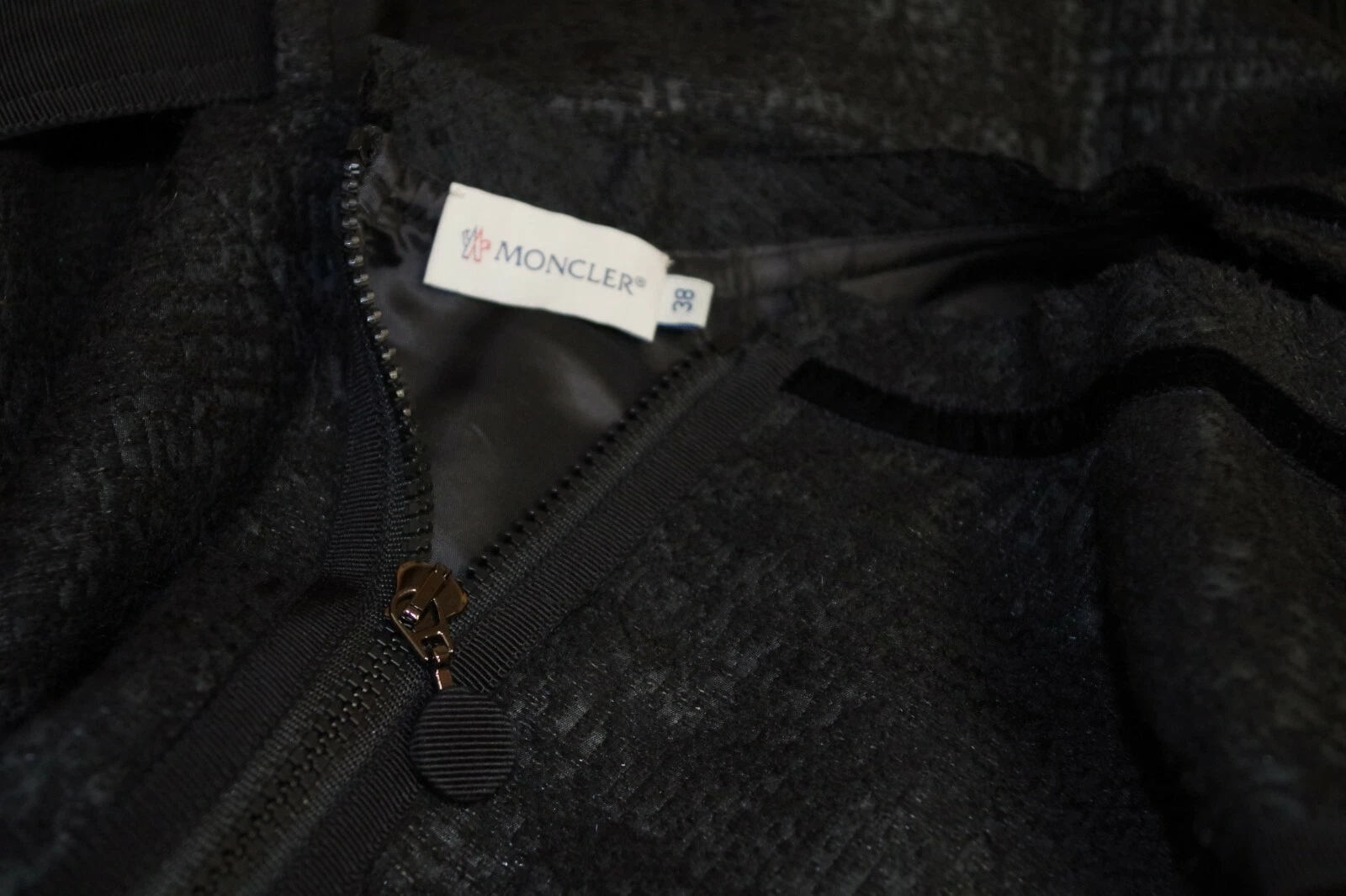 AB1 EUC MONCLER ABITO MIDI Designer 38 Lana Mohair Tweed Pieghe Splendido Formale