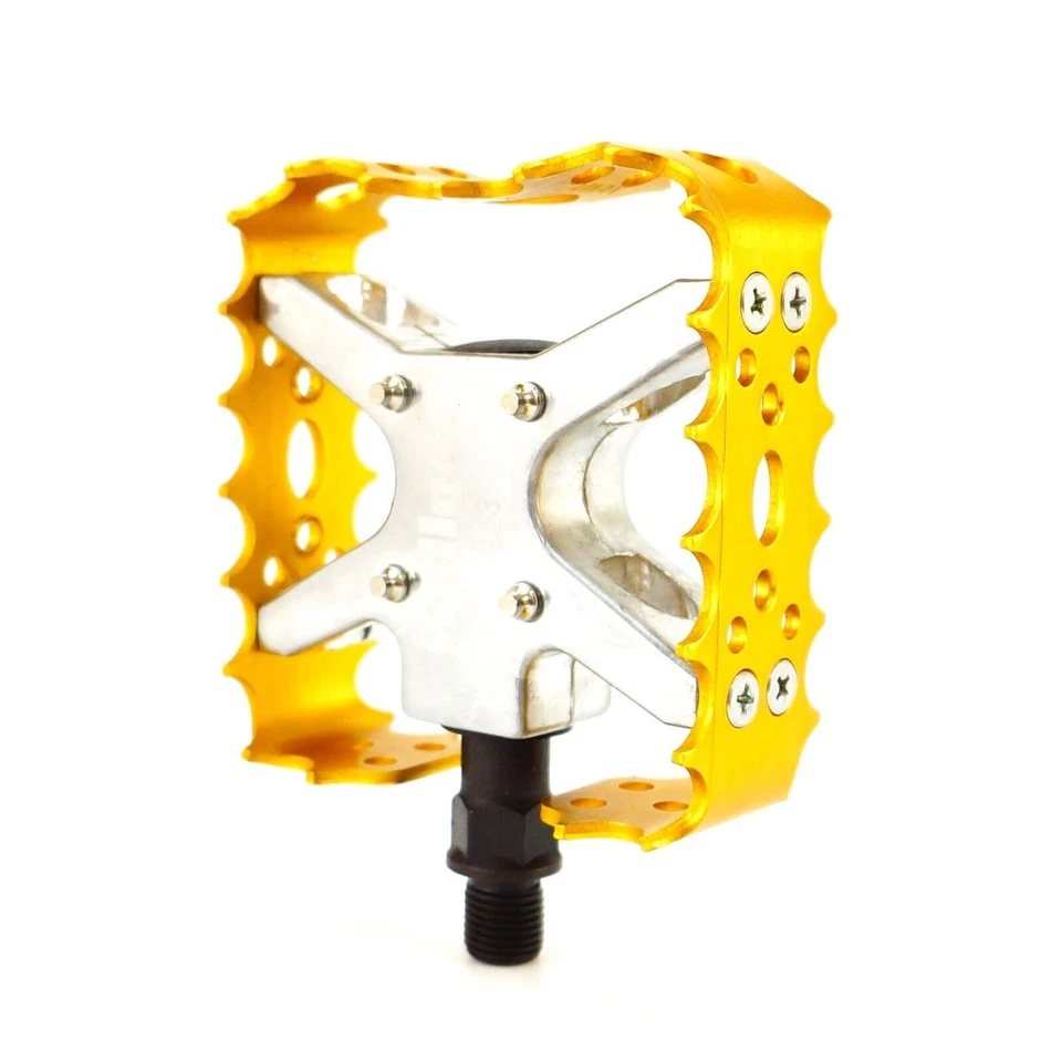 Pedal de bicicleta Wellgo BMX MTB Bear Trap old school 9/16" ou 1/2" preto azul vermelho dourado - Imagem 3 de 4