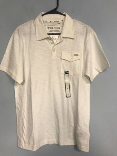 Guess Men's T-Shirt Short Sleeve Polo V-Neck White Size S | eBay