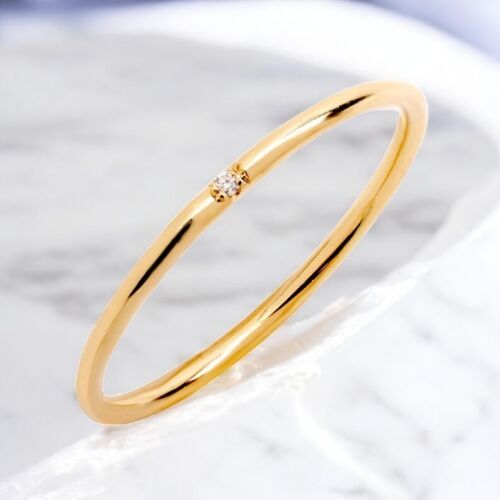 14K Solid Gold Diamond Wedding Ring / Minimalist Diamond Wedding Band for Her