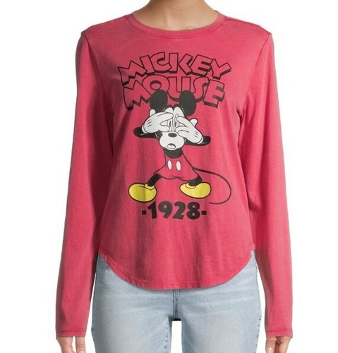 Disney Mickey Mouse Red 1928 Long Sleeve T-Shirt Women XS - Picture 1 of 2