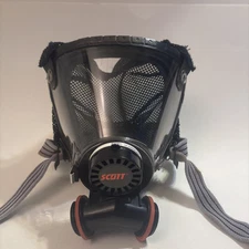 Vintage 1985 SCOTT AVIATION 802240-01 Gas Mask Clear Face w/ Mesh Head Harness