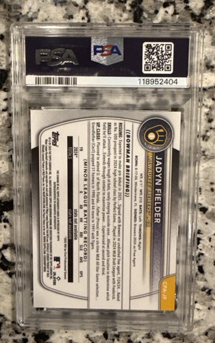 2025 Bowman Chrome 1st JADYN FIELDER AUTO Speckle /299 #CPA-JF Milwaukee Brewers - Picture 2 of 2