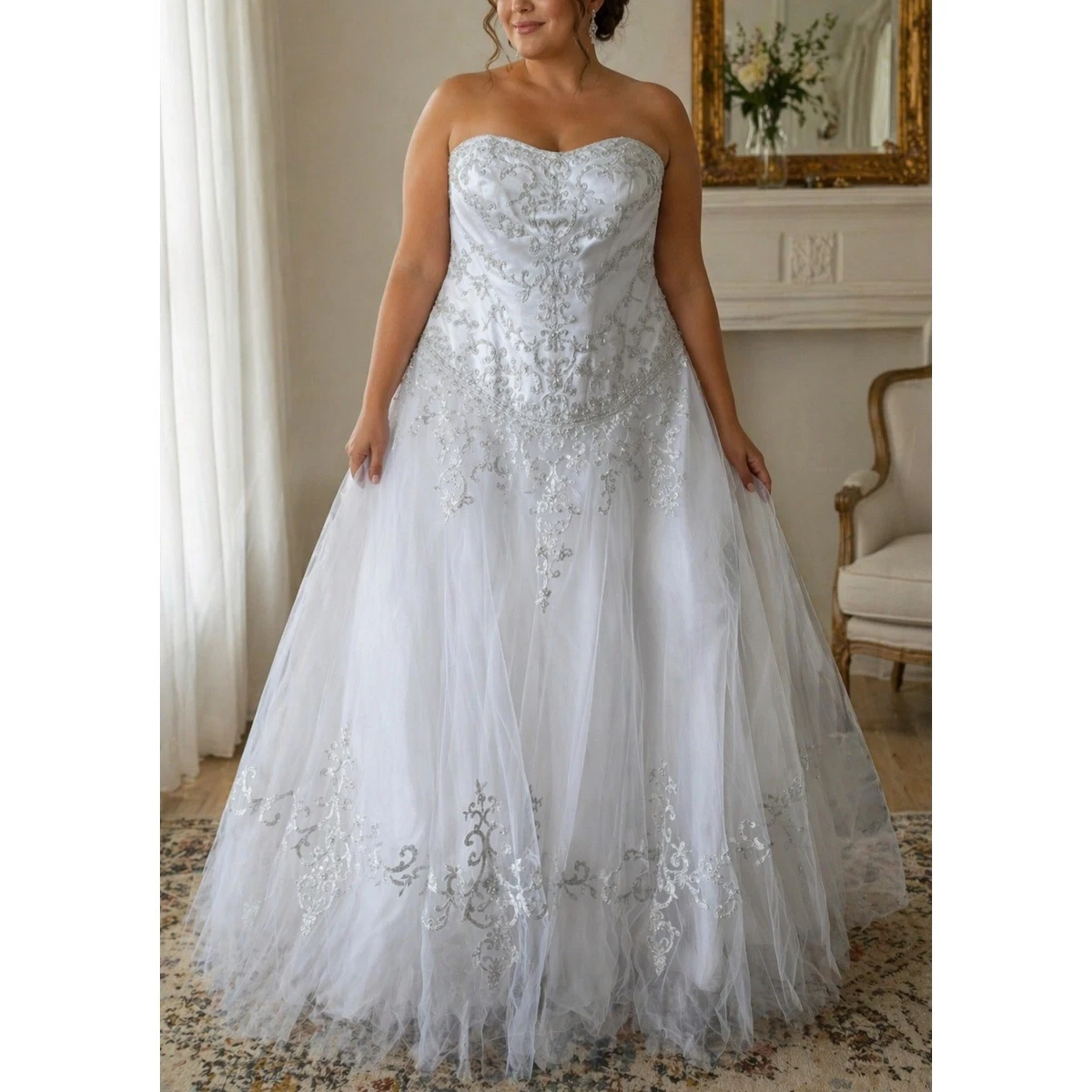 Embroidery A-Line David's Bridal Wedding Dresses for sale | eBay