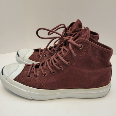 Converse Jack Purcell High Top Sneakers Maroon Canvas Shoes Men's 7 Women's 8.5